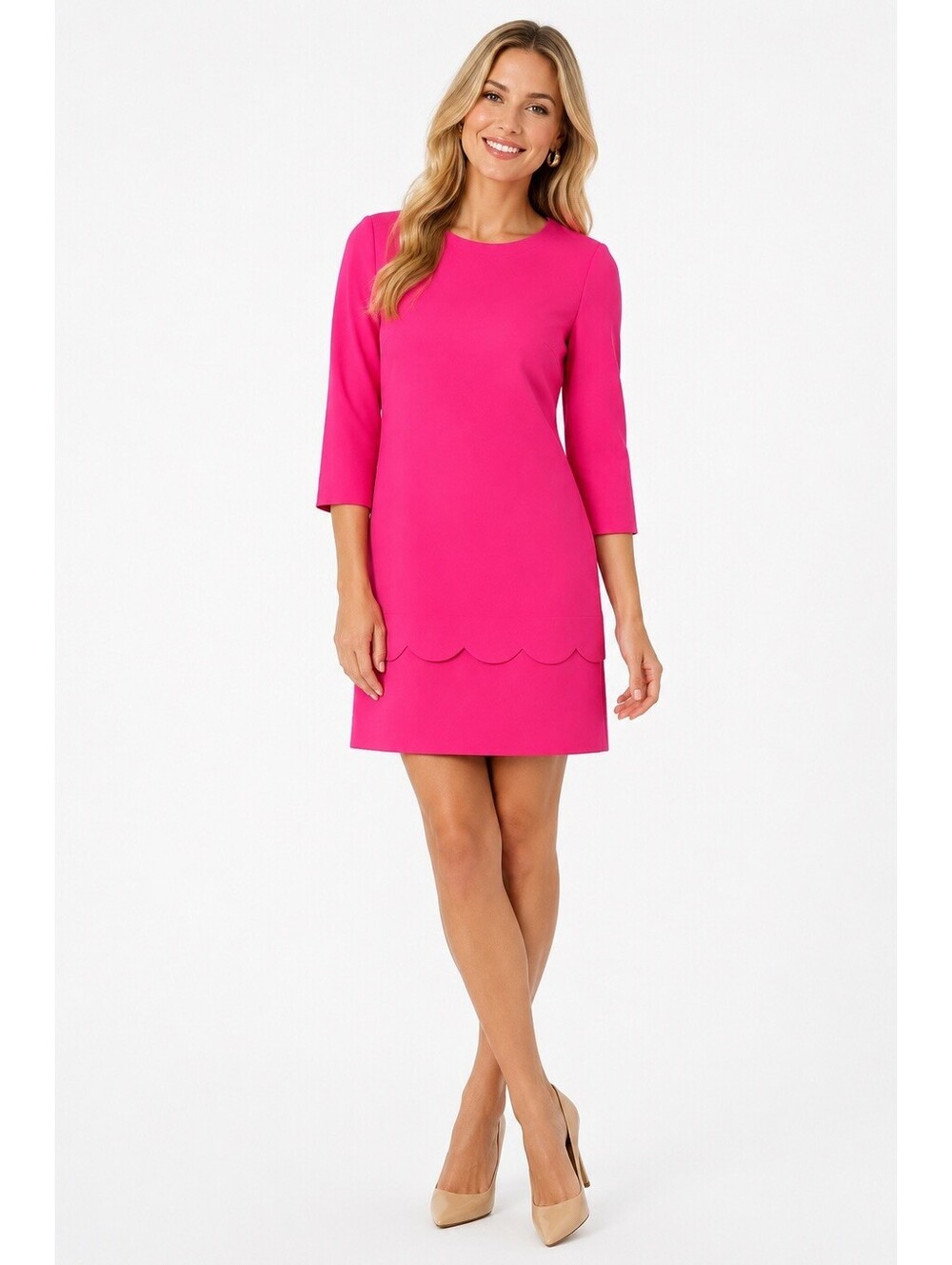 Kate Spade Dress 6 Pink Fuchsia Fancy Meeting You Sweetheart Scallop Demi Shift